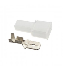 20 terminali “maschio” in ottone per cavi unipolari di sezione da 1 mm² a 2,5 mm². Dimensioni lamella: 0,8 mm x 6,3 mm. Co