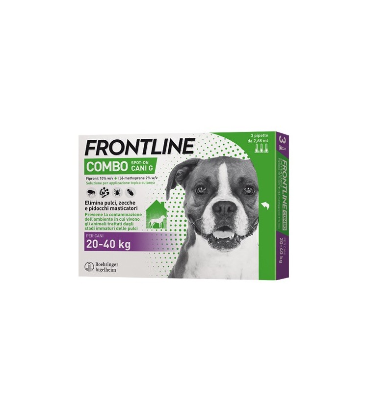 FRONTLINE® COMBO Spot-on Cani è una soluzione insetticida e acaricida in forma spot-on per cani. Grazie alla combinazione dei 