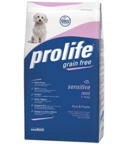 Prolife Sensitive Mini Pork & Potato della linea Grain Free è un alimento completo privo di cereali formulato per soddisfare le