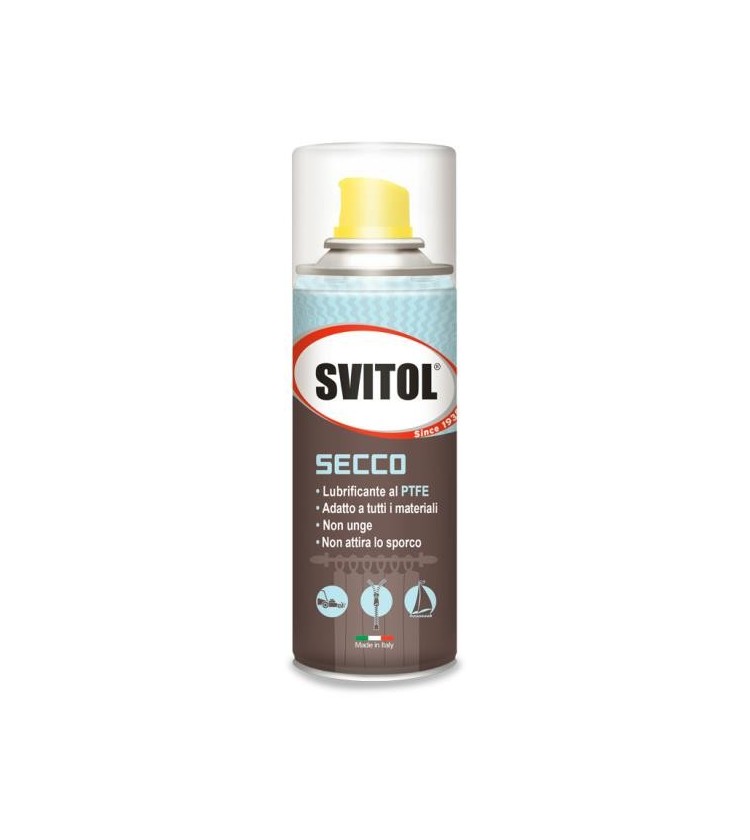 SVITOL SECCO Lubrificante al PTFE, per parti metalliche, plastiche, legno, cuoio, gomma, vetro e superfici verniciate. Crea una 