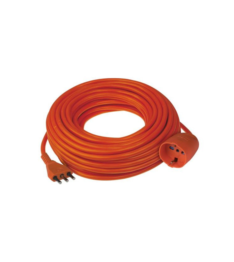 Prolunga lineare da 20m, cavo H05VV-F 3x1,5mm², spina 16A 2P+T e presa pluristandard 10/16A 2P+T (st.italiano 10/16A e tedesco 