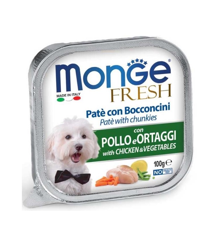 Delizioso paté con un cuore di prelibati bocconcini con verdure e pollo fresco selezionato per offrire ai nostri amici il benes