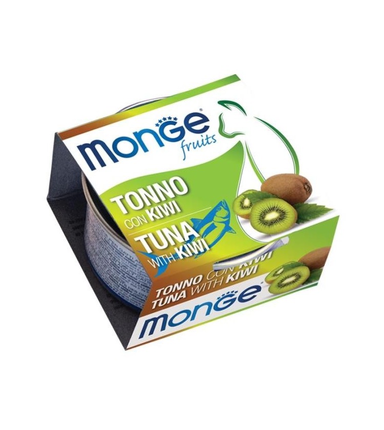 Monge Fruits Tonno con Kiwi è un alimento complementare pensato per i gatti più raffinati ed esigenti che completa la gamma Mo