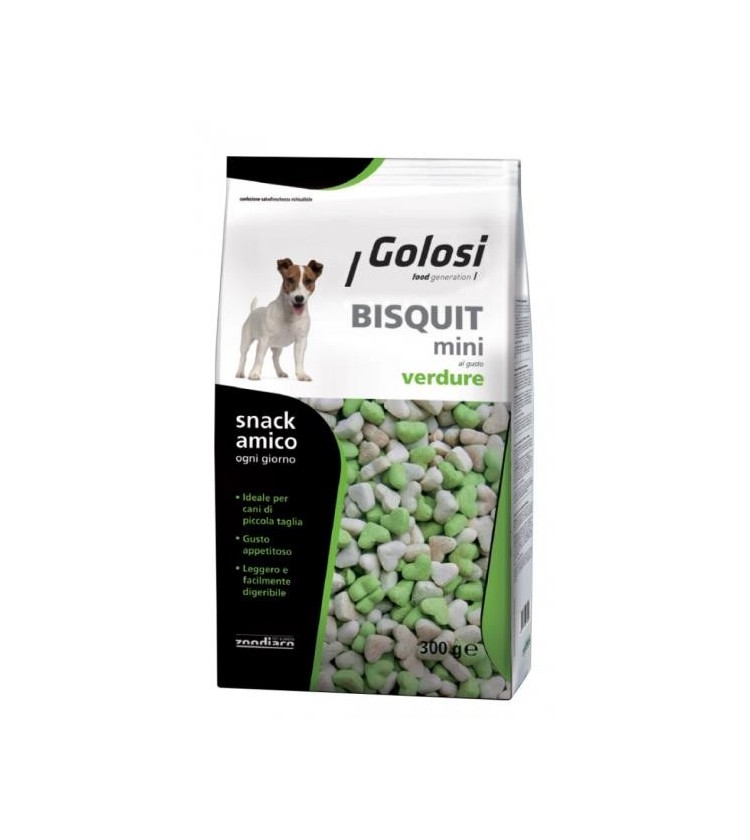 Bisquit MINI al gusto Verdura è un biscotto delicato e sfizioso in tre appetitose varianti di gusto ideale come snack o premio 