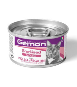 Gemon Sterilised Mousse con Pollo e Fegatini è un alimento completo per gatti adulti sterilizzati, formulato per fornire tutti 