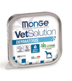 Monge VetSolution Dermatosis Canine è un alimento dietetico completo per cani formulato per il supporto della funzione dermica 