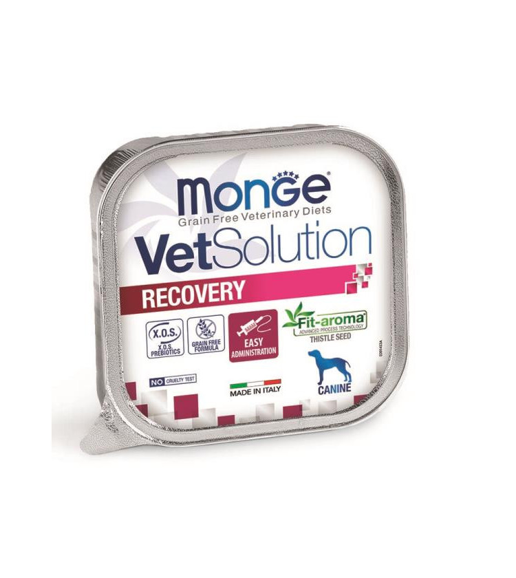 Monge VetSolution Recovery Canine è un alimento dietetico completo per cani formulato per la ripresa nutrizionale, convalescenz