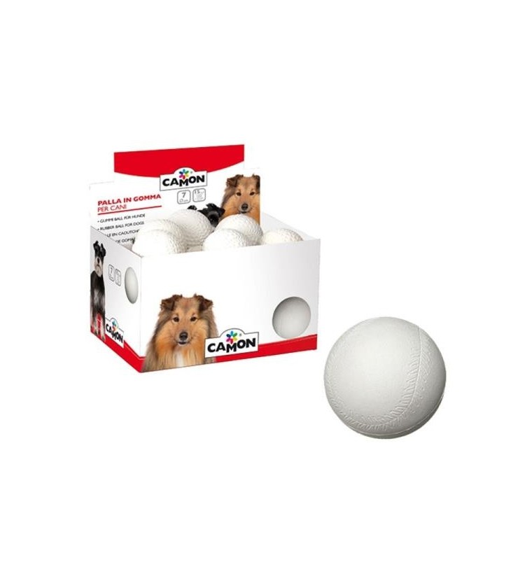 Palla da baseball per cani in resistente gomma. Ideale per far divertire cani di taglia medio piccola.