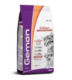 Gemon Kitten (1-12 mesi) con Salmone e Riso è un alimento completo per gattini in accrescimento. La formulazione è caratterizz