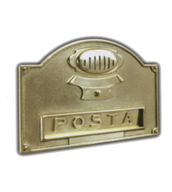 Placca buca lettere misure mm 340x245 per esterno da incasso a muro (misure foro 275x140 mm) con pulsante e citofono, realizzata