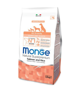 Le crocchette Monge Natural Superpremium Speciality Line Puppy & Junior con Salmone e Riso sono un alimento completo per cucciol