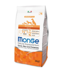 Le crocchette Monge Natural Superpremium Speciality Line Adult con Anatra, Riso e Patate sono un alimento completo e bilanciato 