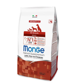 Le crocchette Monge Natural Superpremium Speciality Line Adult Con Agnello, Riso e Patate sono un alimento completo e bilanciato