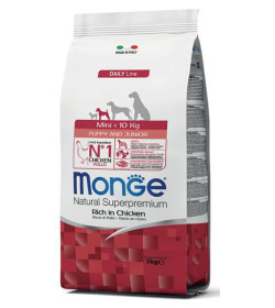 Le crocchette Monge Natural Superpremium Mini Puppy & Junior con Pollo sono un alimento completo per cuccioli di piccola taglia.