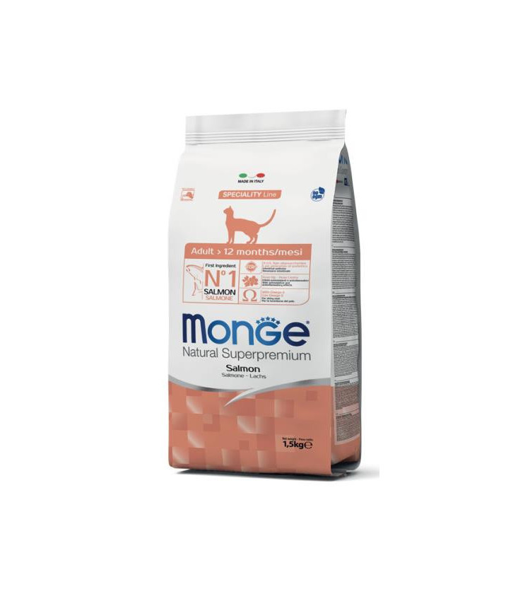 Monge Natural Superpremium Gatto Adulto Salmone è un alimento completo e bilanciato per gatti adulti. Formulato per il benesser