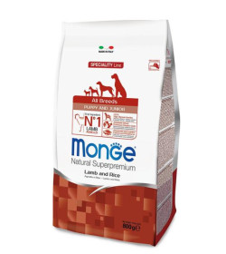 Le crocchette Monge Natural Superpremium Speciality Line Puppy & Junior con Agnello e Riso sono un alimento completo per cucciol