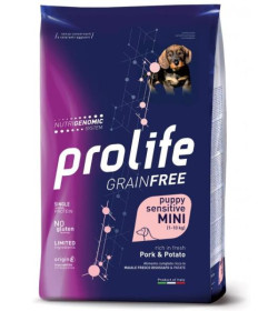 Prolife Sensitive Mini Pork & Potato della linea Grain Free è un alimento completo privo di cereali formulato per soddisfare le