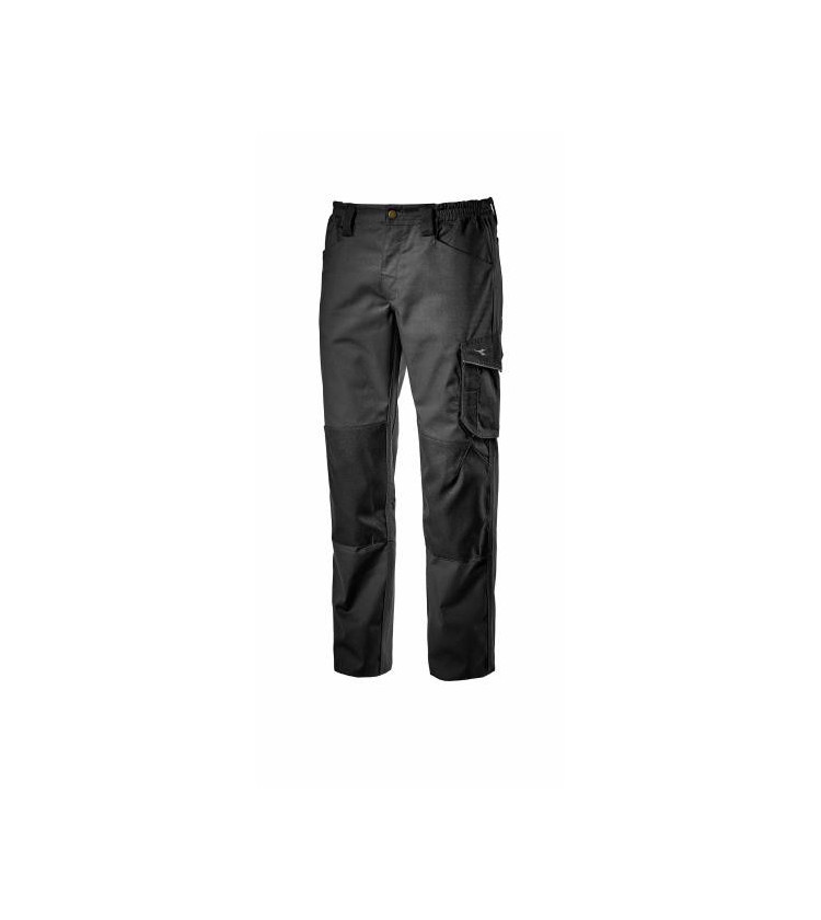 Pantalone cargo in cotone canvas elasticizzato, tasca laterale zippata con dettaglio termonastrato rosso e tasche mani zippate i