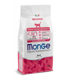 Monge Natural Superpremium Monoprotein* Kitten Manzo è un alimento completo e bilanciato per gattini. Specificatamente sviluppa