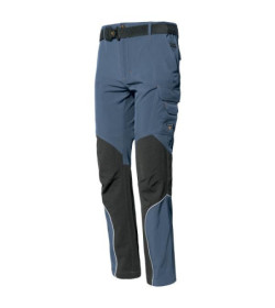 Pantalone estivo in leggerissimo tessuto softshell con contrasti in simil cordura fornito di 6 tasche, più una tasca porta cell