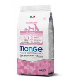 Monge Natural Superpremium All breeds Puppy and Junior Monoprotein* Maiale con Riso e Patate è un alimento completo per cani cu